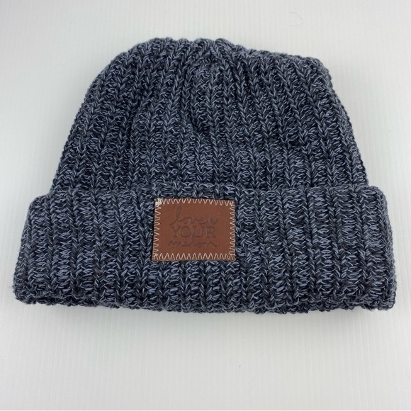 Love Your Melon Toque Cotton Knit Hat Fold Up Cuffed Style Grey - Picture 1 of 5